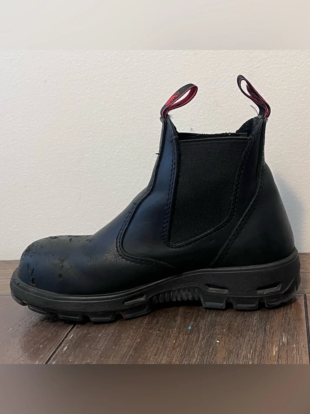 Redback Black Leather Chelsea Work Boots Safety Toe Mens size 5